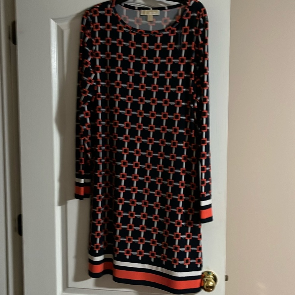 Coral navy and white. Long sleeved nice fabric